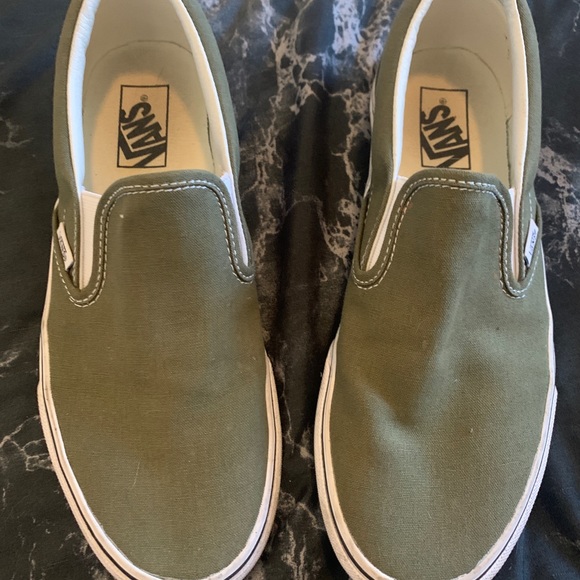 Olive Green Slip-On Vans - Picture 2 of 4